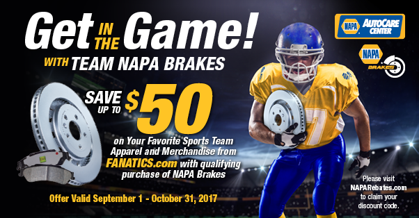 Brakes - NAPA Brakes gives you $50 team apparel